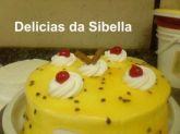Torta de maracujá com pedaços de cereja